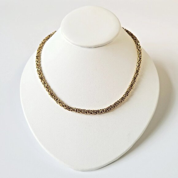 Vintage Givenchy Gold Plated 18" Byzantine Braided Chain Necklace Logo Clasp 80s - Picture 1 of 9